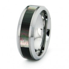 Tungsten Wedding Band with Abalone Shell